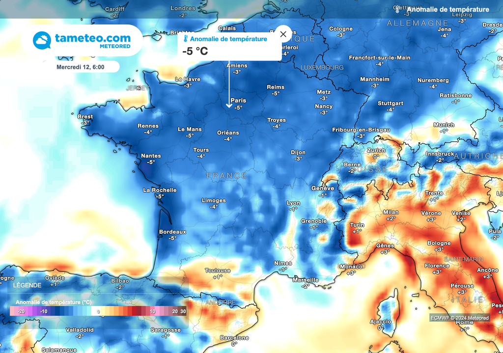 Températures très nettement inférieures aux normales de saison ce mercredi matin. Températures très nettement inférieures aux normales de saison ce mercredi matin.