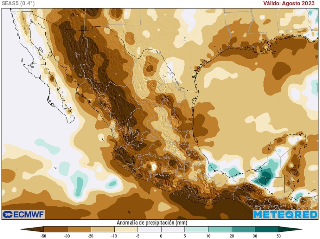 Modelo ECMWF - Pronóstico mensual de anomalía de lluvia