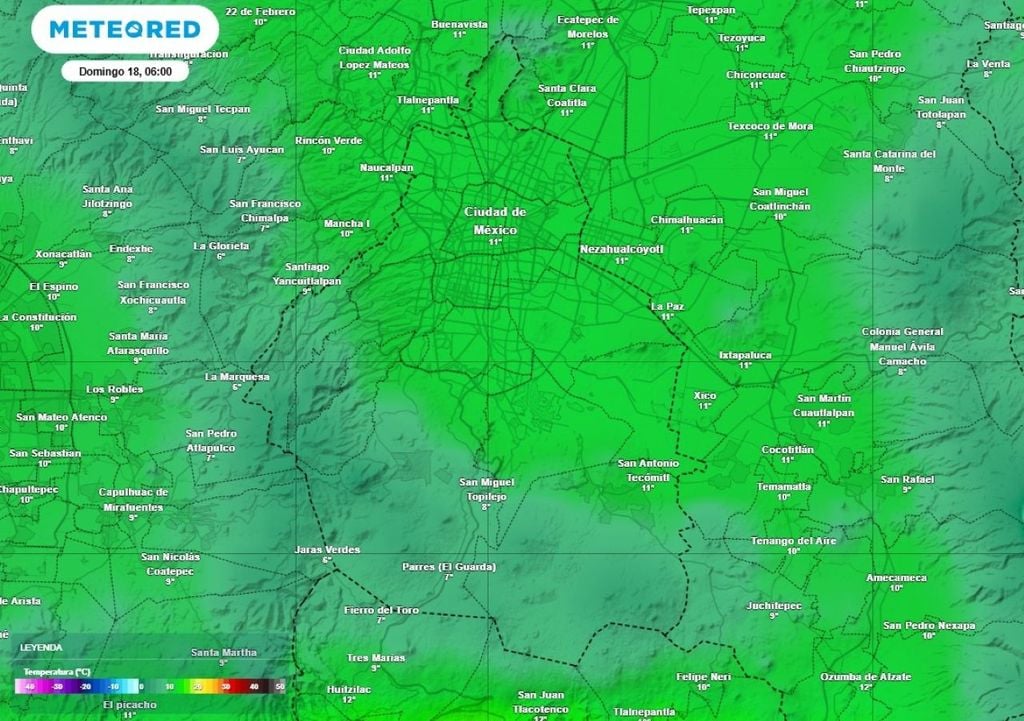 Las temperaturas mínimas pueden ser muy frías en las mañanas del sábado 17 y domingo 18, alcanzando hasta 5 °C en zonas serranas del poniente y sur. Las temperaturas mínimas pueden ser muy frías en las mañanas del sábado 17 y domingo 18, alcanzando hasta 5 °C en zonas serranas del poniente y sur.