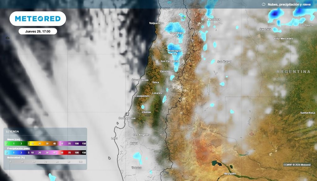Durante el jueves la nubosidad irá en aumento y se podrían registrar precipitaciones aisladas en algunos sectores precordilleranos.