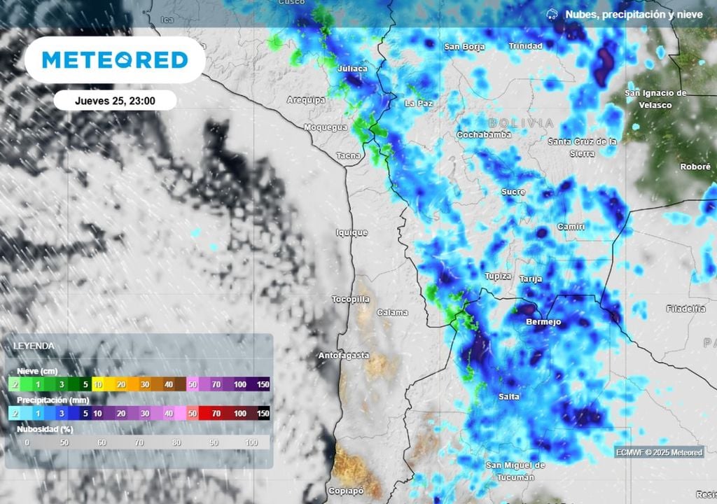 mapa de precipitación y nubosidad