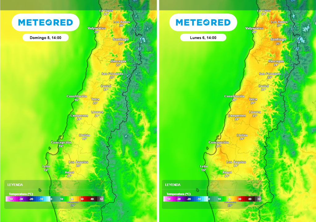 Comparación entre domingo y lunes muestra un leve repunte de las temperaturas, marcando el retorno gradual a condiciones más estables.