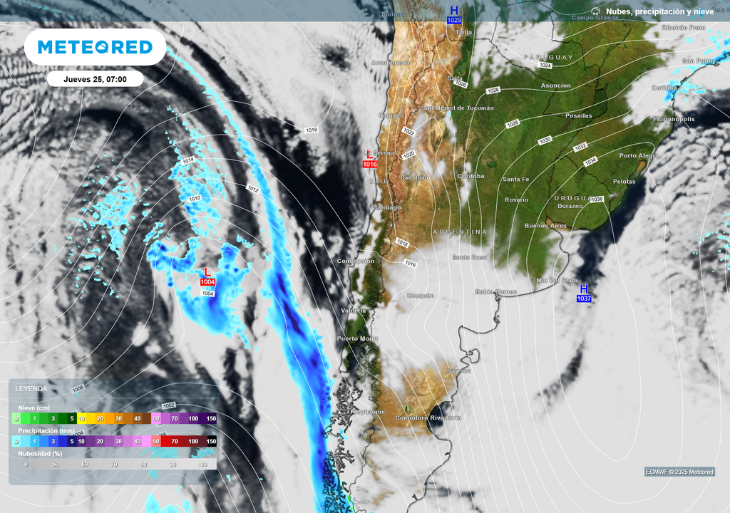 Mapa de lluvia y nieve.