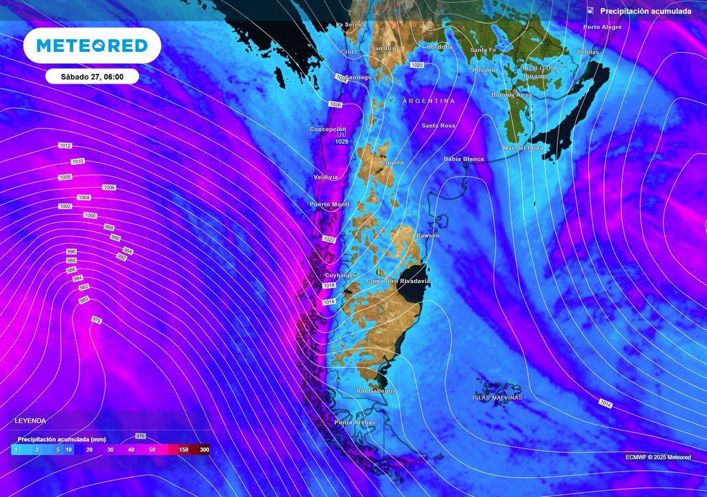 mapa de precipitación acumulada.