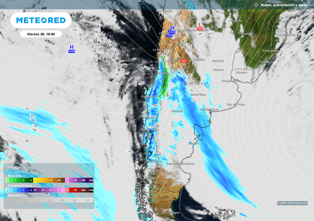 Mapa de lluvia y nieve.