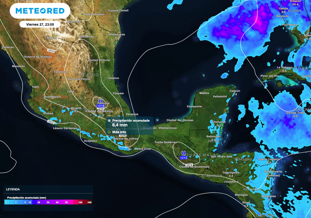 Para el Valle de México, se esperan lluvias aisladas de 3 a 5 mm esta noche, tendremos cielo despejado a medio nublado.