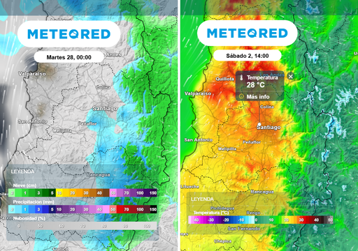 Del fr&iacute;o al calor en 24 horas: salto de hasta 10 &deg;C en la RM entre viernes y s&aacute;bado, con posibles chubascos