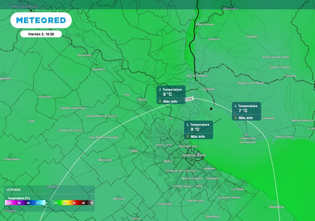 temperaturas viernes Las temperaturas máximas del viernes dificilmente superarán los 8 a 9 °C. La temperatura no será una de las claves para decidir iniciar una navegación el viernes.