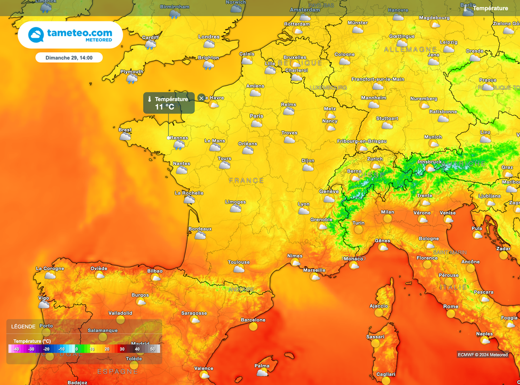 Petite douceur à prévoir dimanche après-midi voire de la fraîcheur persistante de façon locale.