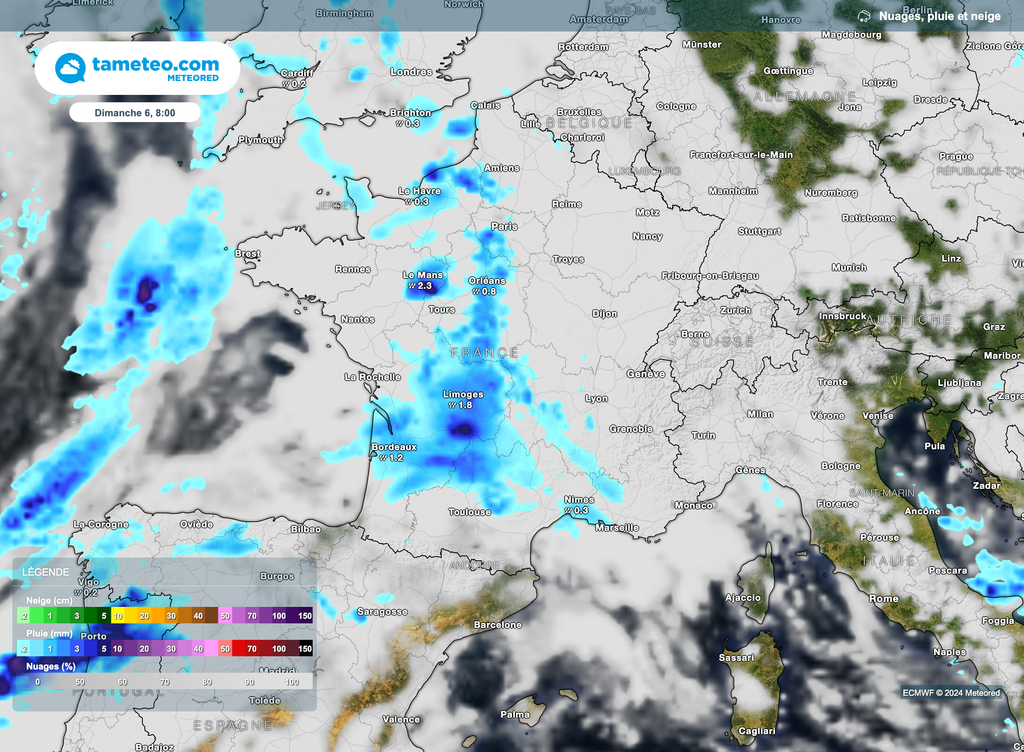 En matinée, une perturbation sera présente sur la moitié ouest.