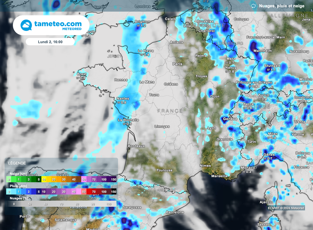 Pluie et orages possibles dans le courant d'après-midi. Pluie et orages possibles dans le courant d'après-midi.