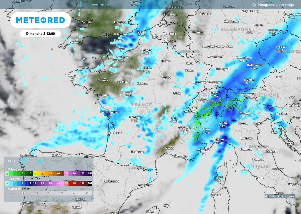 Les passages pluvieux sous forme d'averses seront assez réguliers dès la fin de matinée et début d'après-midi.