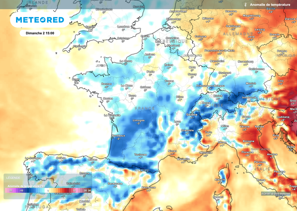 Des températures qui baisseront après le passage des pluies et averses.