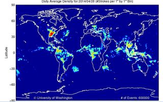 Densidad de rayos del 28 de abril 2014 