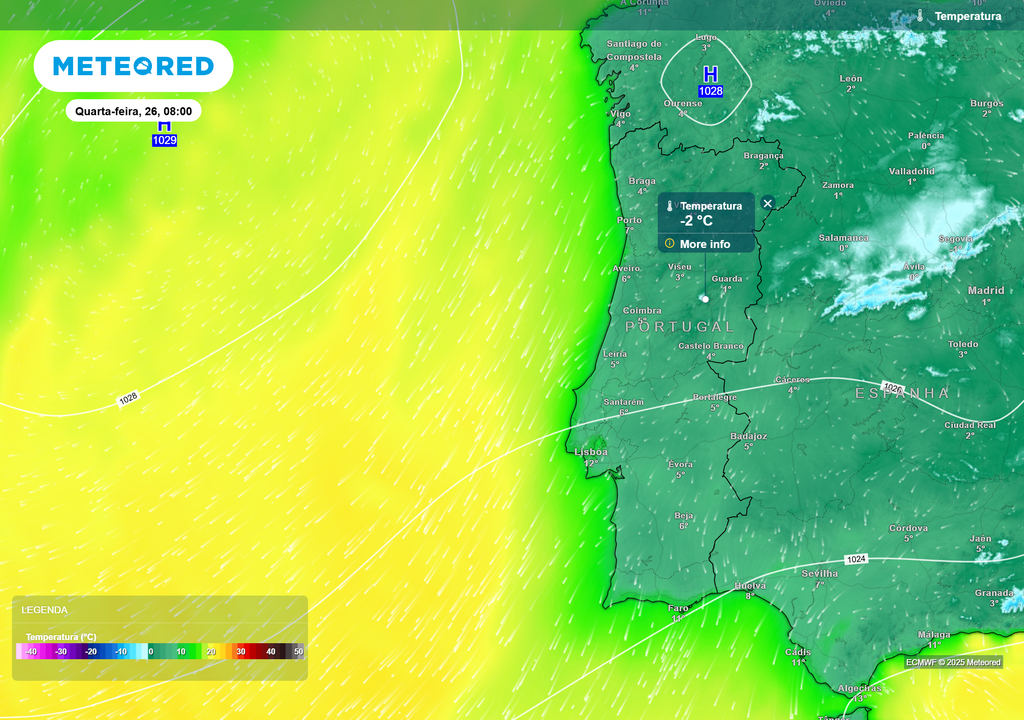 Mapa atmosférico: Temperatura