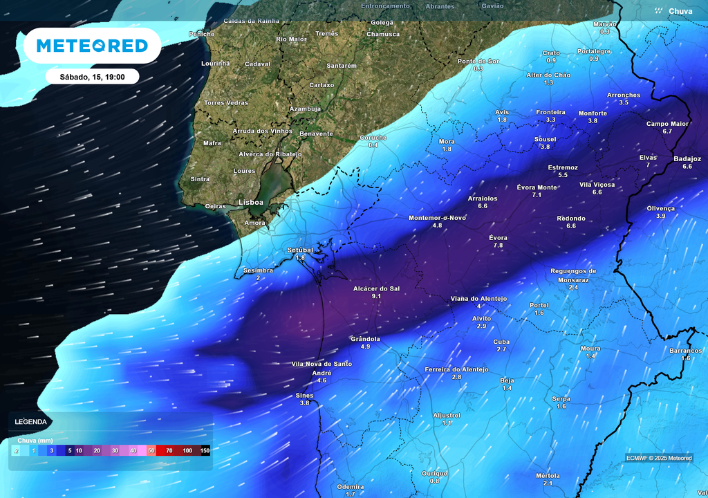 Mapa atmosférico: Chuva