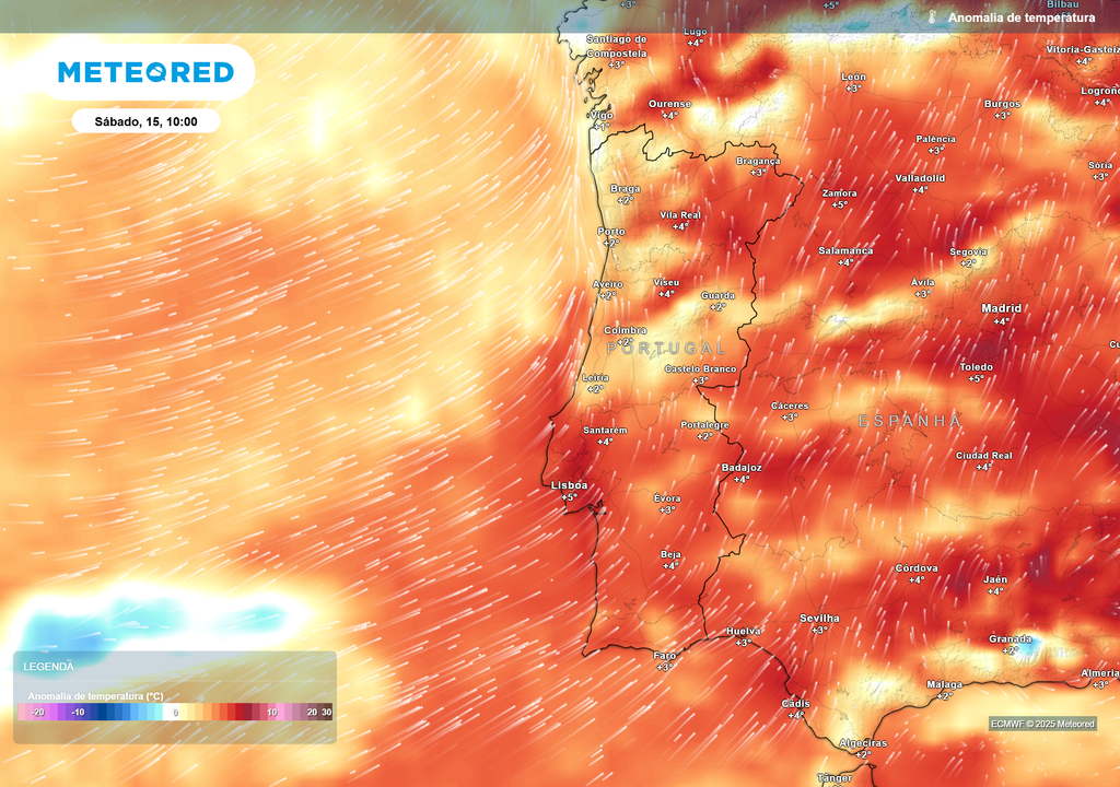 Mapa atmosférico: anomalia da temperatura