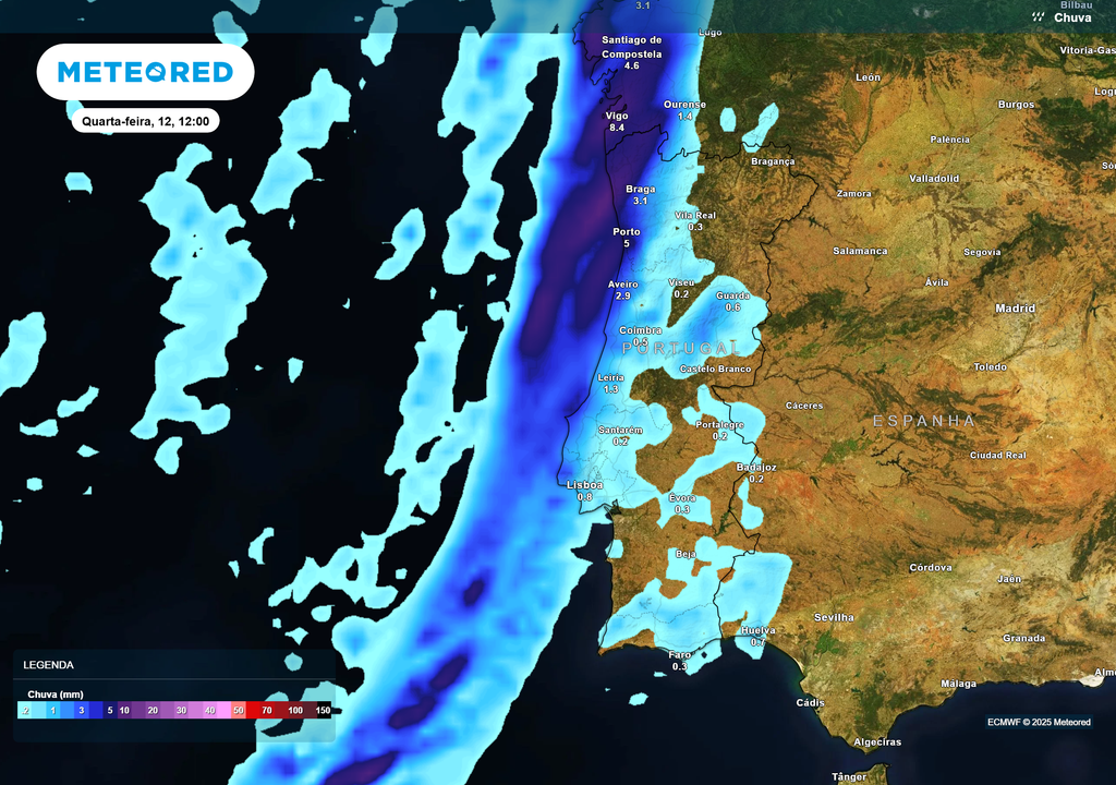 Mapa atmosférico: Chuva