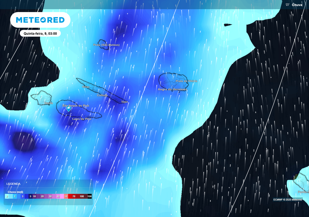 Mapa atmosférico de precipitação para o arquipélago dos Açores Mapa atmosférico de precipitação para o arquipélago dos Açores