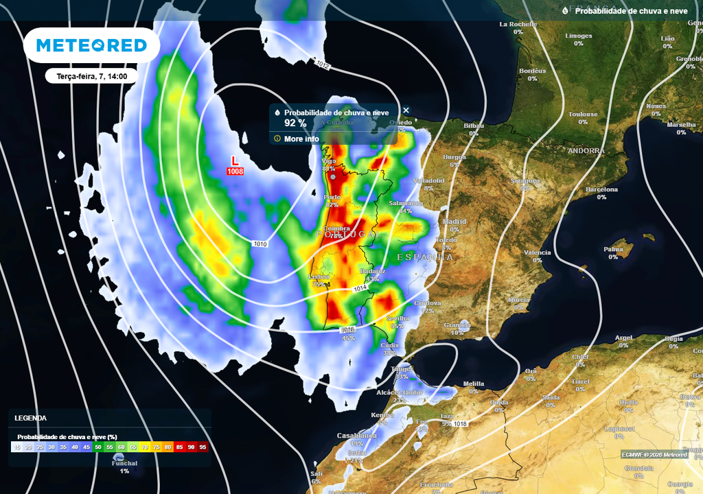 Para o episódio iminente, há que ter em conta alguns fatores que podem ajudar a potenciar a chuva e as trovoadas: recorde-se que ultimamente vivemos dias de muito calor, o que significa energia extra em situações de instabilidade, a que se junta a chegada de ar tropical de sudoeste. Além disto, parte da nossa geografia estará sob o bordo frontal da depressão fria, o setor mais instável da mesma.