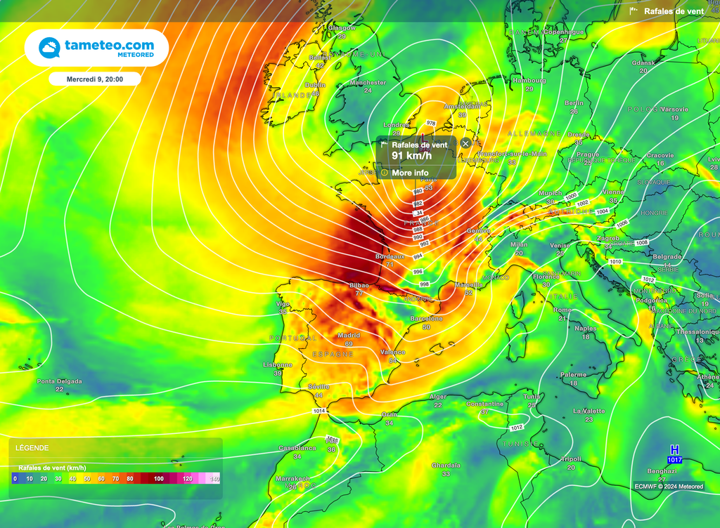 Vers un coup de vent parfois vent selon les dernières modélisations atmopshériques.