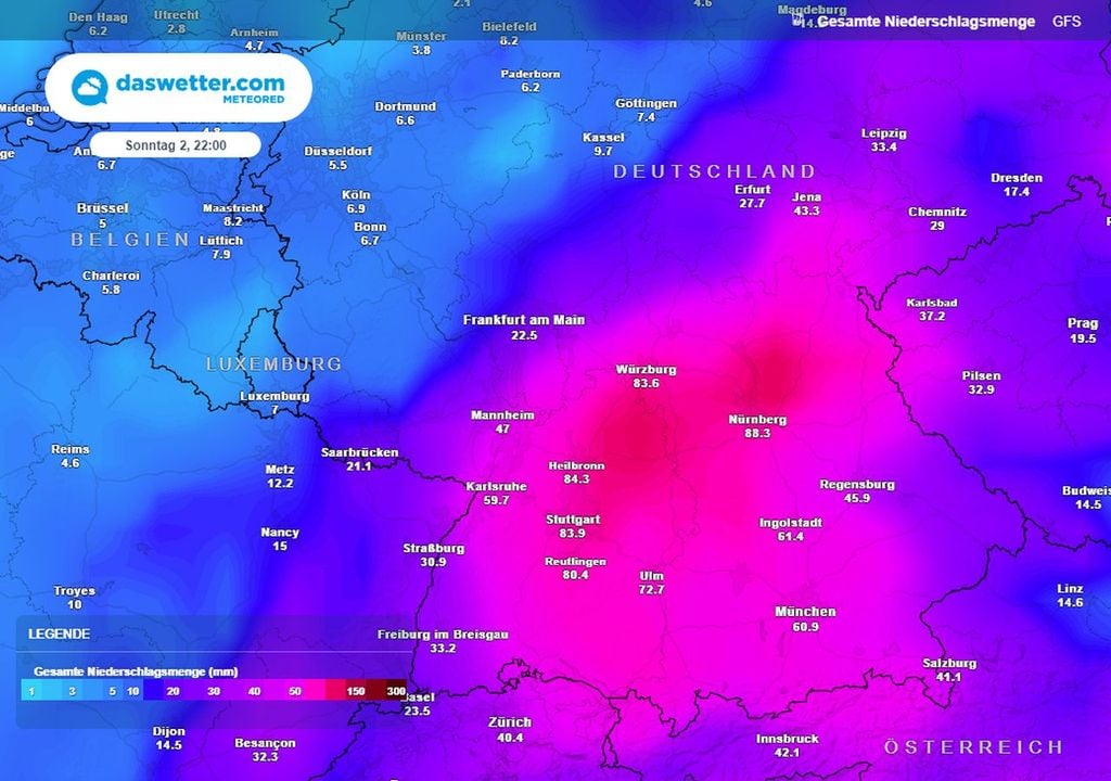 regensummen, wetter, gfs, hochwasser regensummen, wetter, gfs, hochwasser