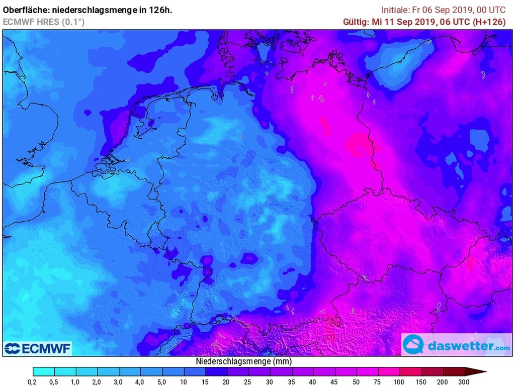 Niederschläge bis Mittwoch