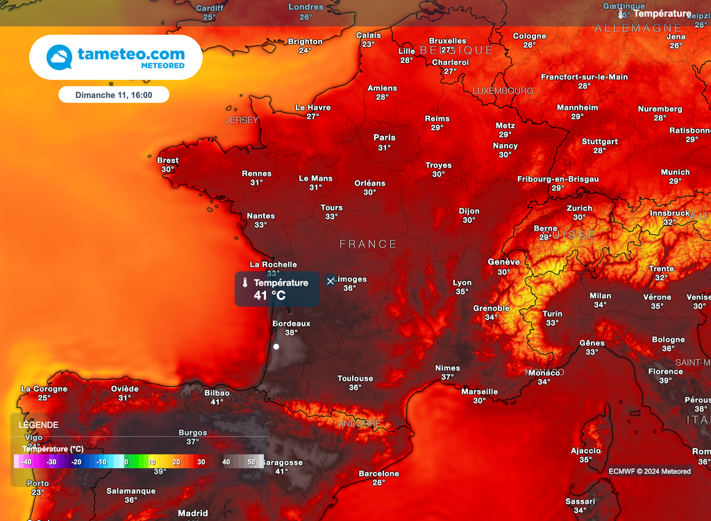 Chaleur de plus en plus marquée pour la journée de dimanche en France. Chaleur de plus en plus marquée pour la journée de dimanche en France.