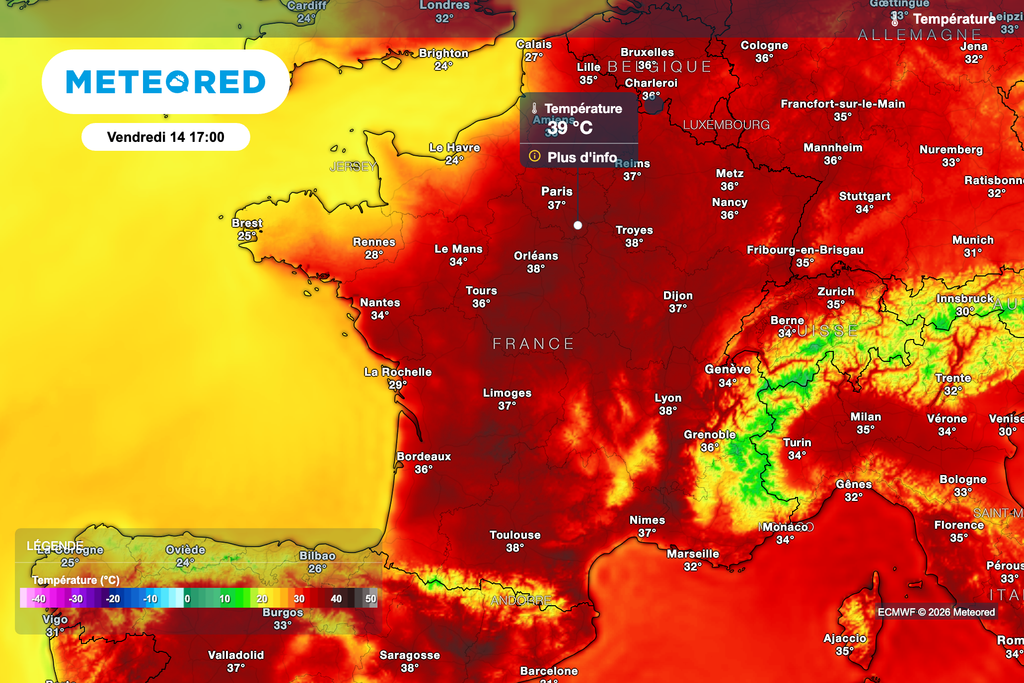 Près de 40 degrés vendredi en Île-de-France ! Près de 40 degrés vendredi en Île-de-France !