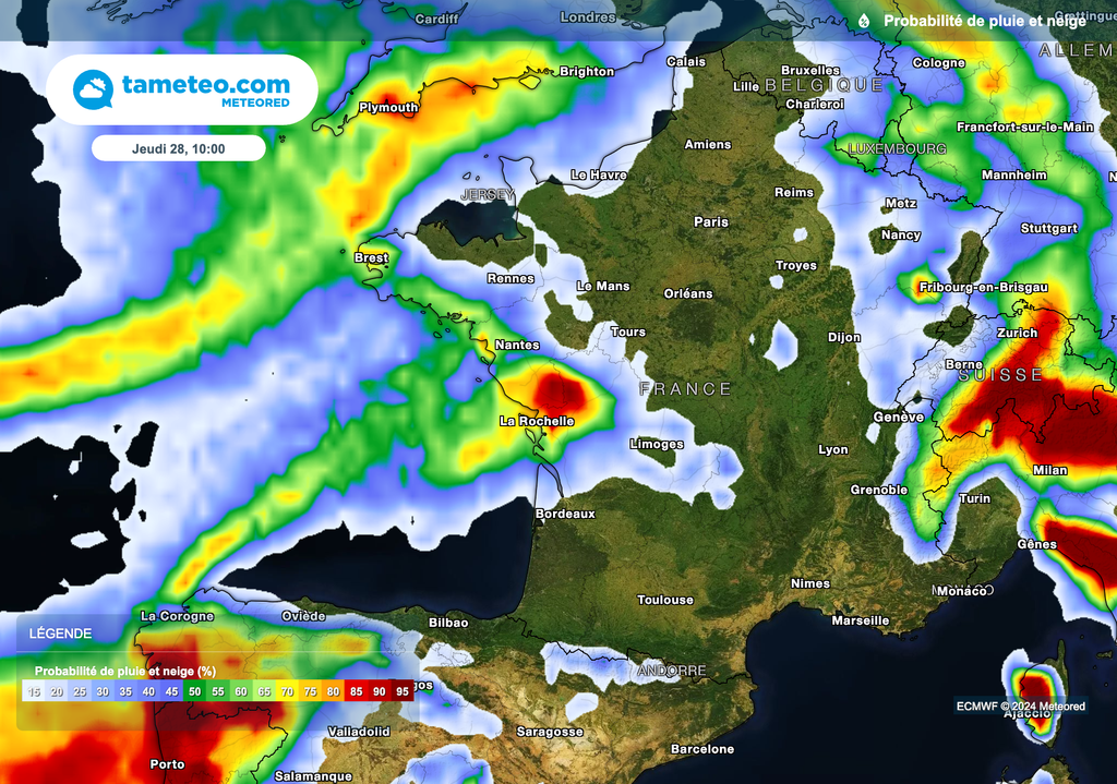 Des averses orageuses parfois fortes attendues demain dans le nord-ouest de la France. Des averses orageuses parfois fortes attendues demain dans le nord-ouest de la France.