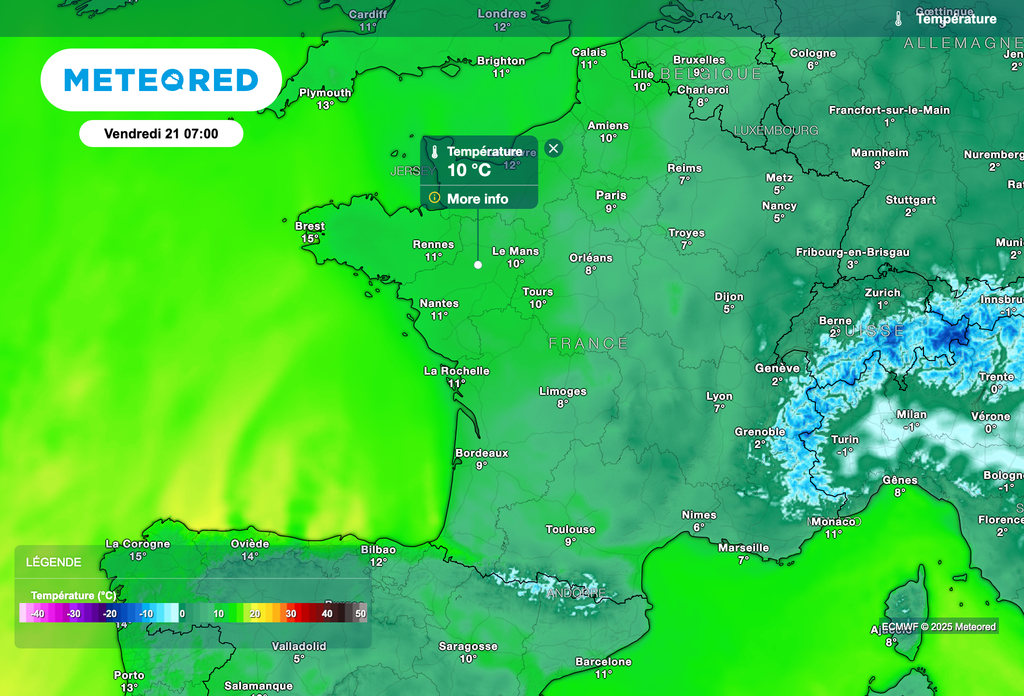 Températures très douces demain matin dans le nord-ouest de la France !