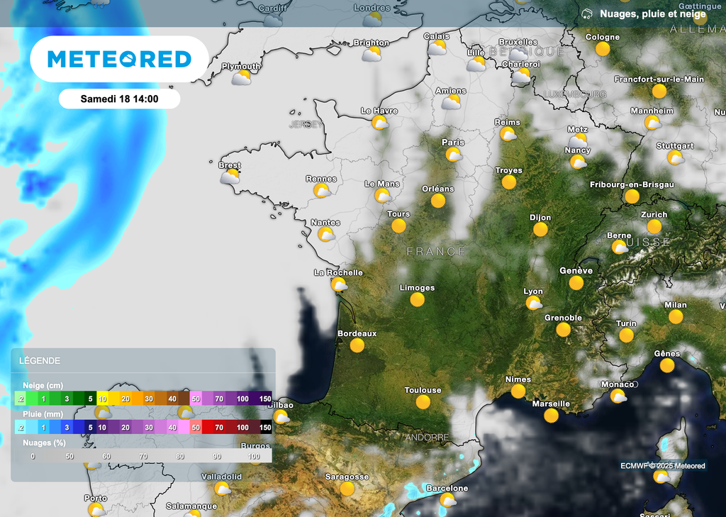 Météo prévue samedi après-midi en France.