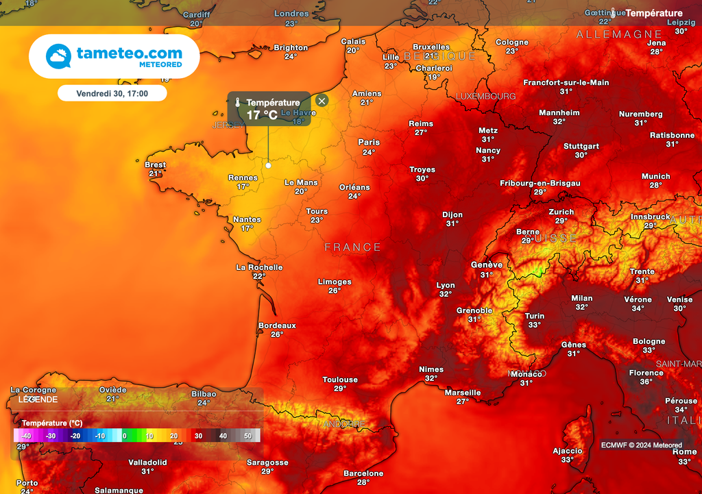 Chute des températures dans les régions du nord-ouest vendredi après-midi. Chute des températures dans les régions du nord-ouest vendredi après-midi.