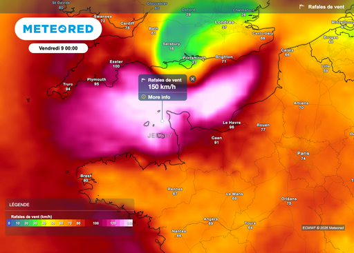 Derni&egrave;re minute : temp&ecirc;te Goretti ! Vigilance rouge dans la Manche. Tout le Nord-Ouest en orange. Des vents &agrave; 160 km/h !