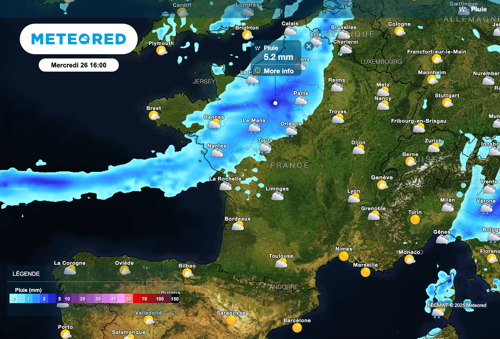 Des pluies dans le nord-ouest de la France l'après-midi !