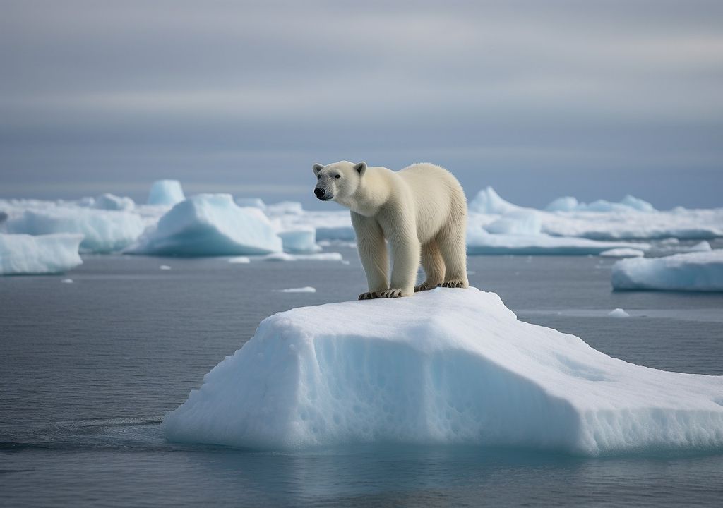 Oso polar sobre iceberg en Groenlandia