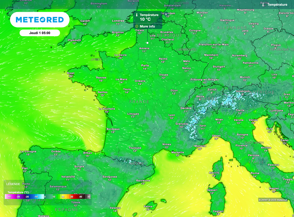 Des matinées plutôt douces pour la semaine prochaine avec souvent plus de 10°C au petit matin. Des matinées plutôt douces pour la semaine prochaine avec souvent plus de 10°C au petit matin.