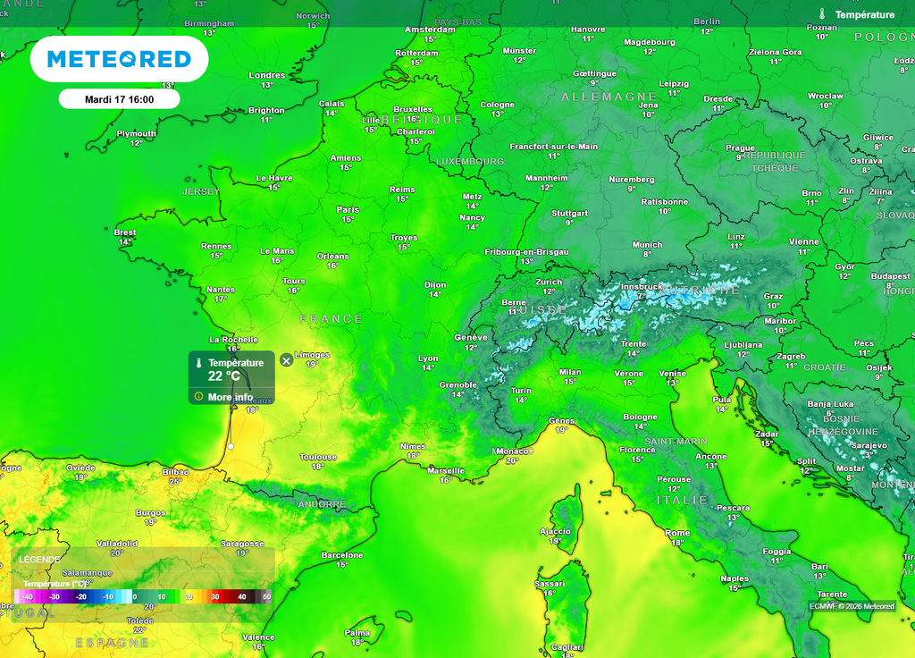 Mardi après-midi, la douceur va s'installer à nouveau sur tout le pays, avec déjà des pointes à plus de 20°C dans le Sud-Ouest.
