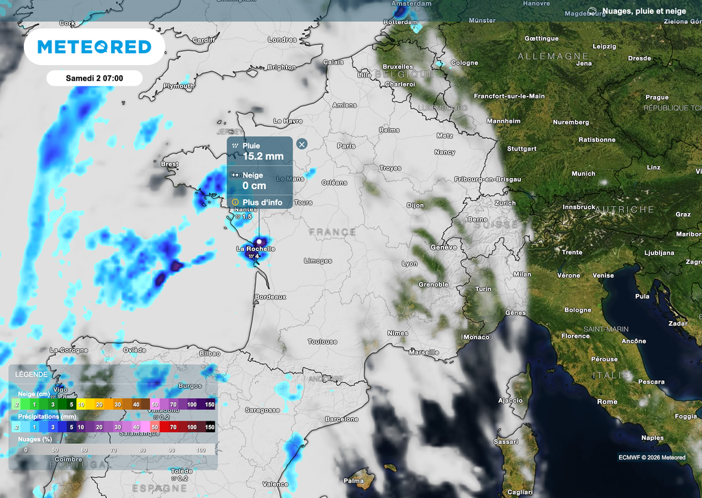 En fin de nuit prochaine, des averses et orages pourront déjà s'observer. Prudence.