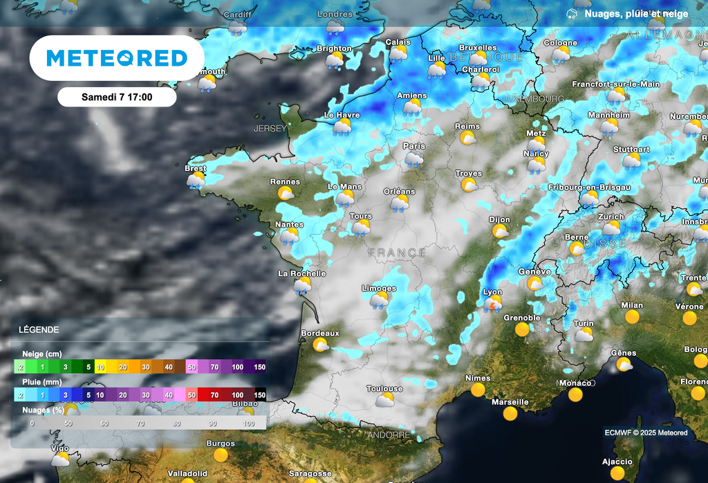 Météo perturbée et pluvieuse samedi dans le nord-ouest de la France.