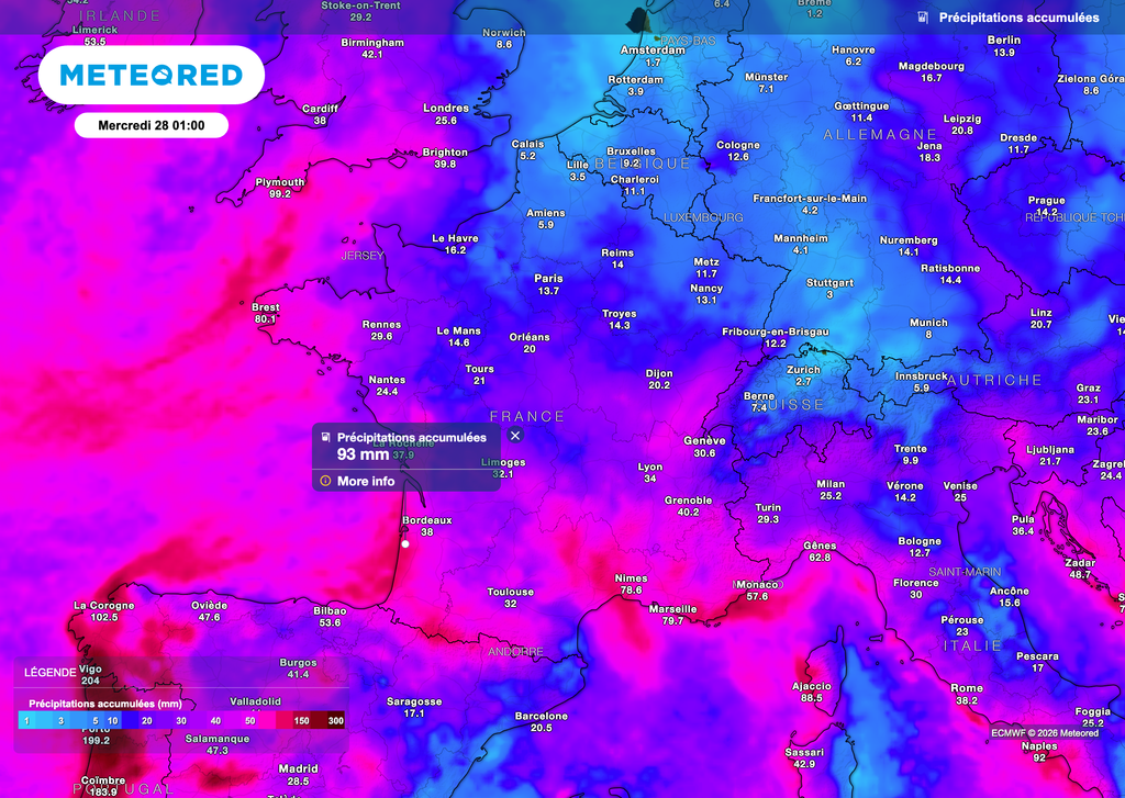 Des quantités de pluie à surveiller tout au long de ces prochains jours.