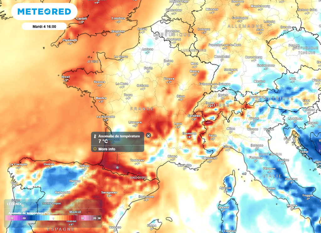 Les maximales seront situées jusqu'à 7°C au-dessus des normales de saison mardi. Les maximales seront situées jusqu'à 7°C au-dessus des normales de saison mardi.