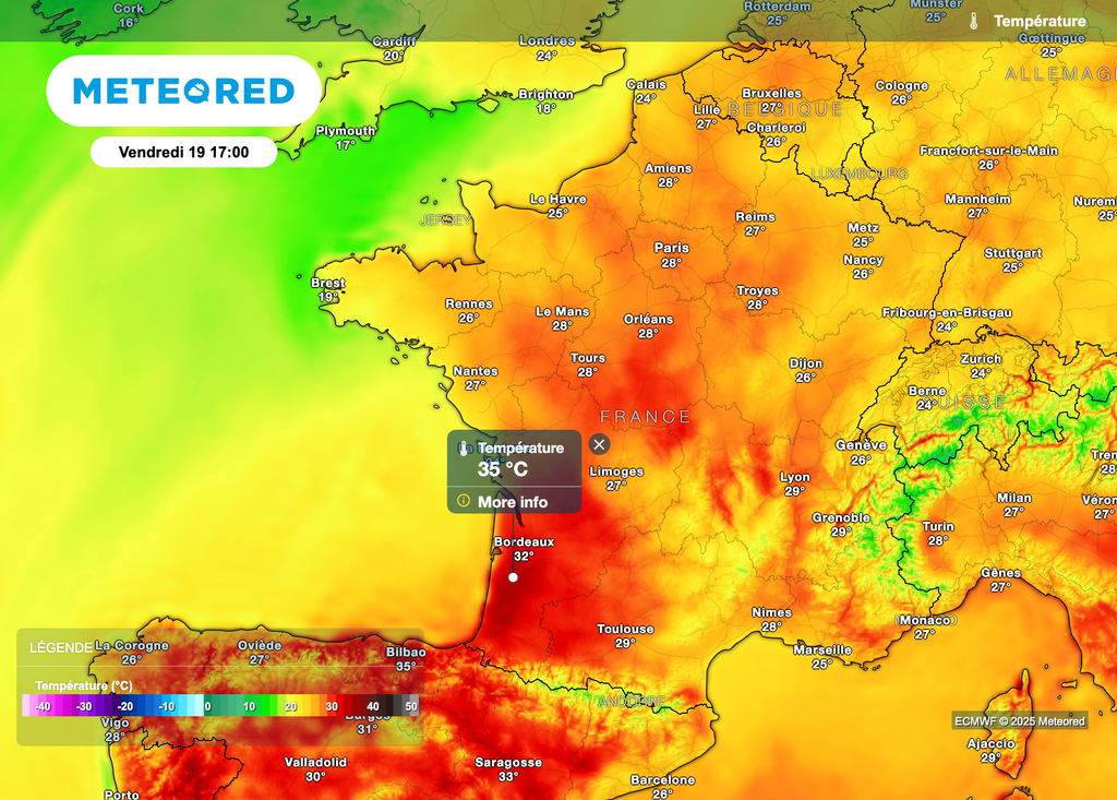 35°C à Bordeaux ce vendredi après-midi.