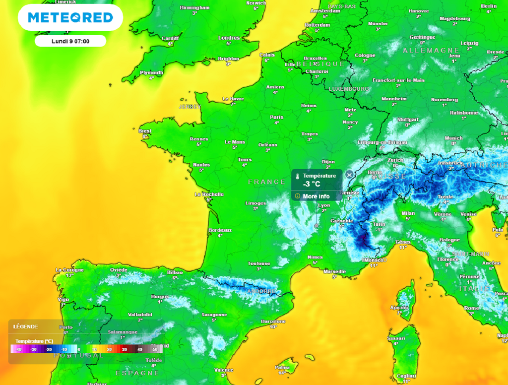 Les gelées seront encore faibles et limitées lundi. Elles se généraliseront et s'accentueront les jours suivants.