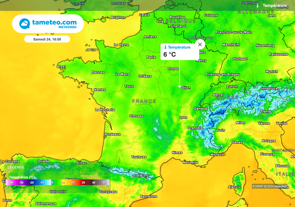 Maximales prévues samedi après-midi.