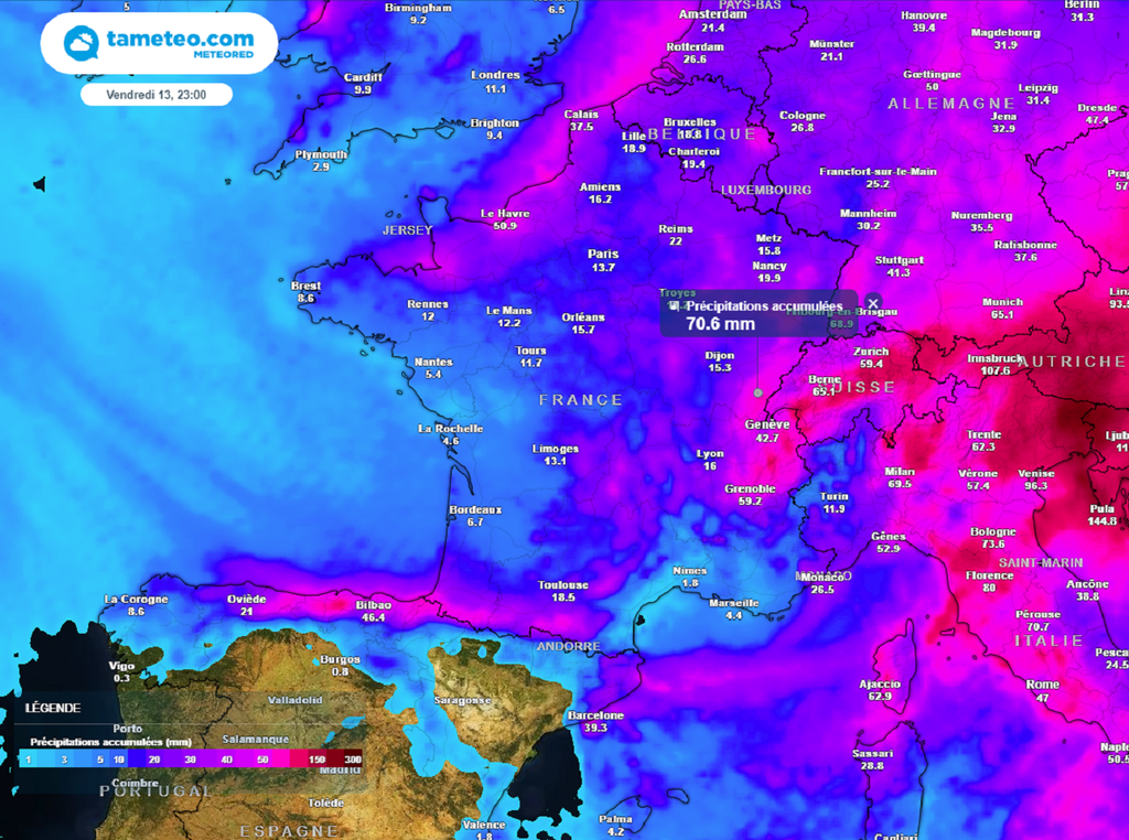 Les pluies tomberont essentiellement en première partie de semaine, avec des cumuls parfois importants.
