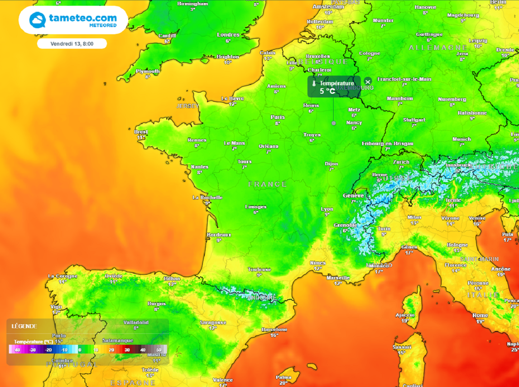 En fin de semaine, la fraîcheur matinale s'annonce marquée avec parfois moins de 5°C au réveil dans le nord et l'est.