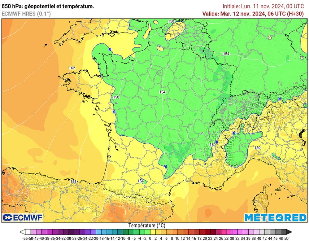 L'air frais ou froid s'invitera cette semaine par le nord-est du pays (modèle ECMWF). L'air frais ou froid s'invitera cette semaine par le nord-est du pays (modèle ECMWF).