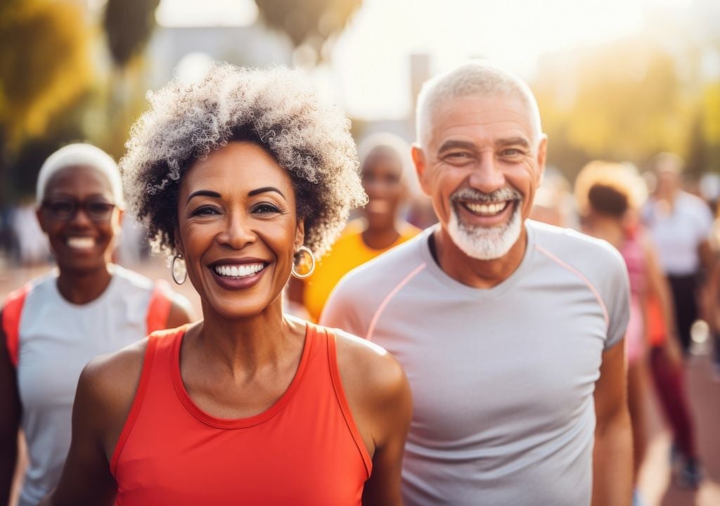 Hombres y mujeres mayores haciendo ejercicio