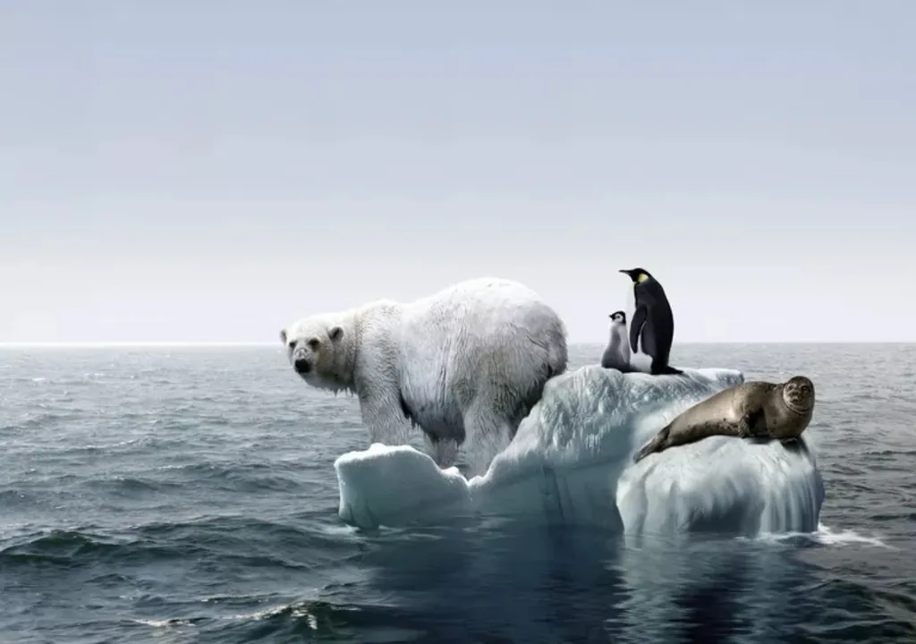 osos polares; pingüinos; focas: derretimiento polar